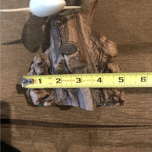 Vintage John Perry Carved Swimming Shark Sculpture on Burl Wood Base 9 In - Picture 9 of 12